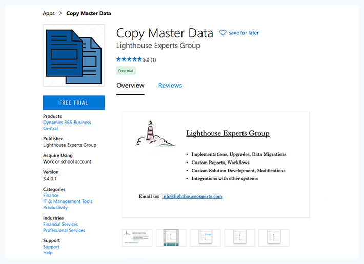 Appsource Microsoft Dynamics 365 Business Central Copy Master Data DynamicsOnlineApp Appsource
